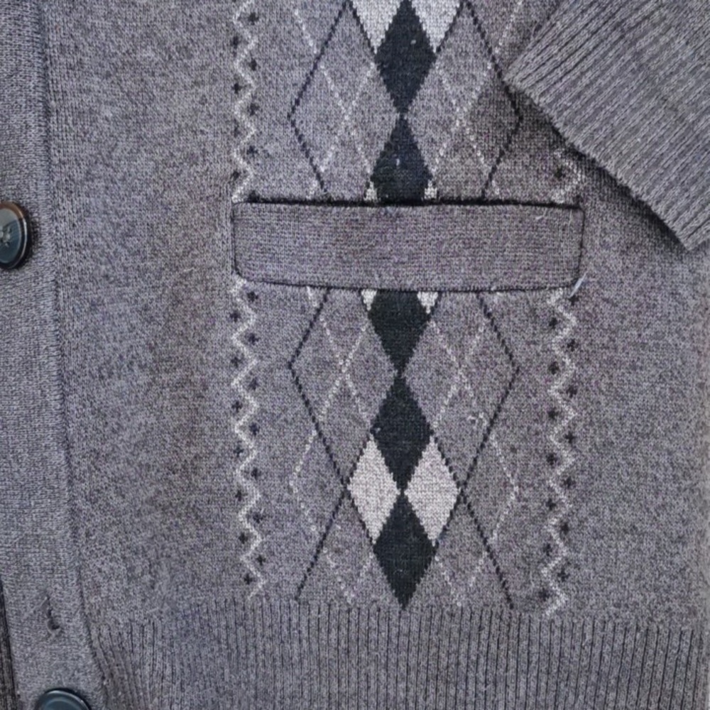 Vintage Platinum mode brown argyle oldschool grandpa cardigan old money Size L - Picture 4 of 6